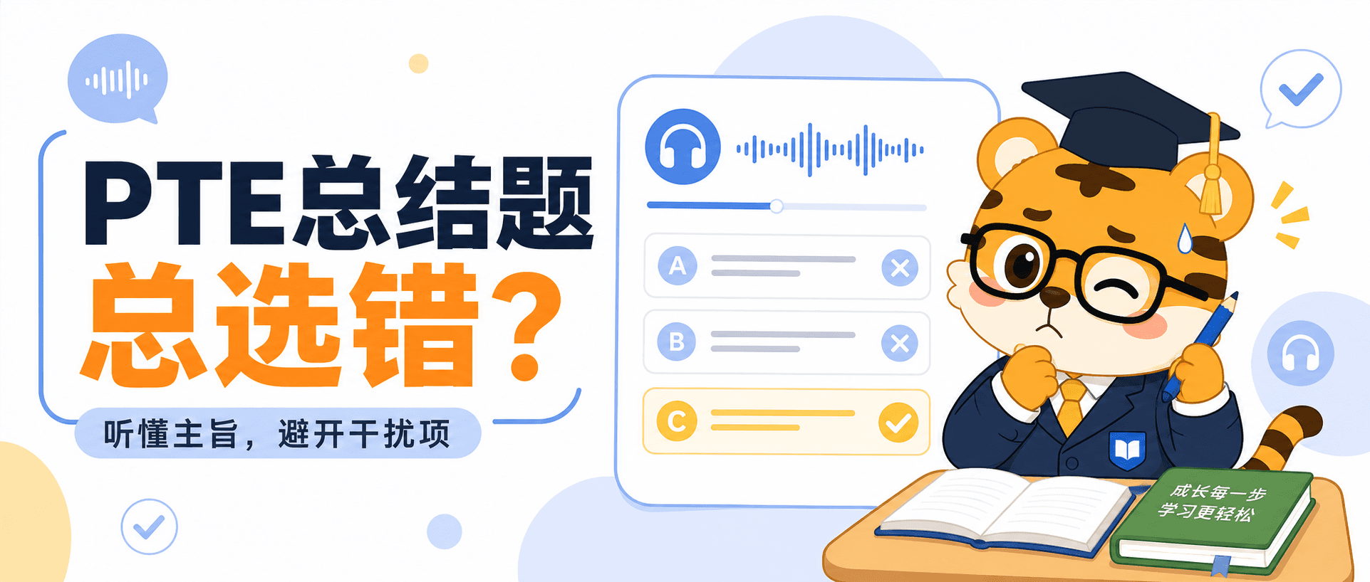 PTE听力总结题总选错?抓主旨避开干扰项稳住分数2026