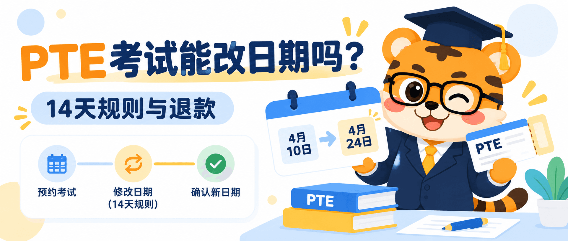 PTE考试能改日期吗？14天规则、退款和操作步骤 [2026版]